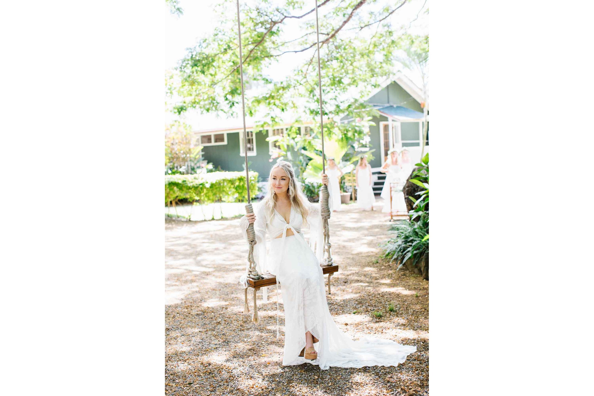 Hawaii Wedding Photography of a Bride on a Swing