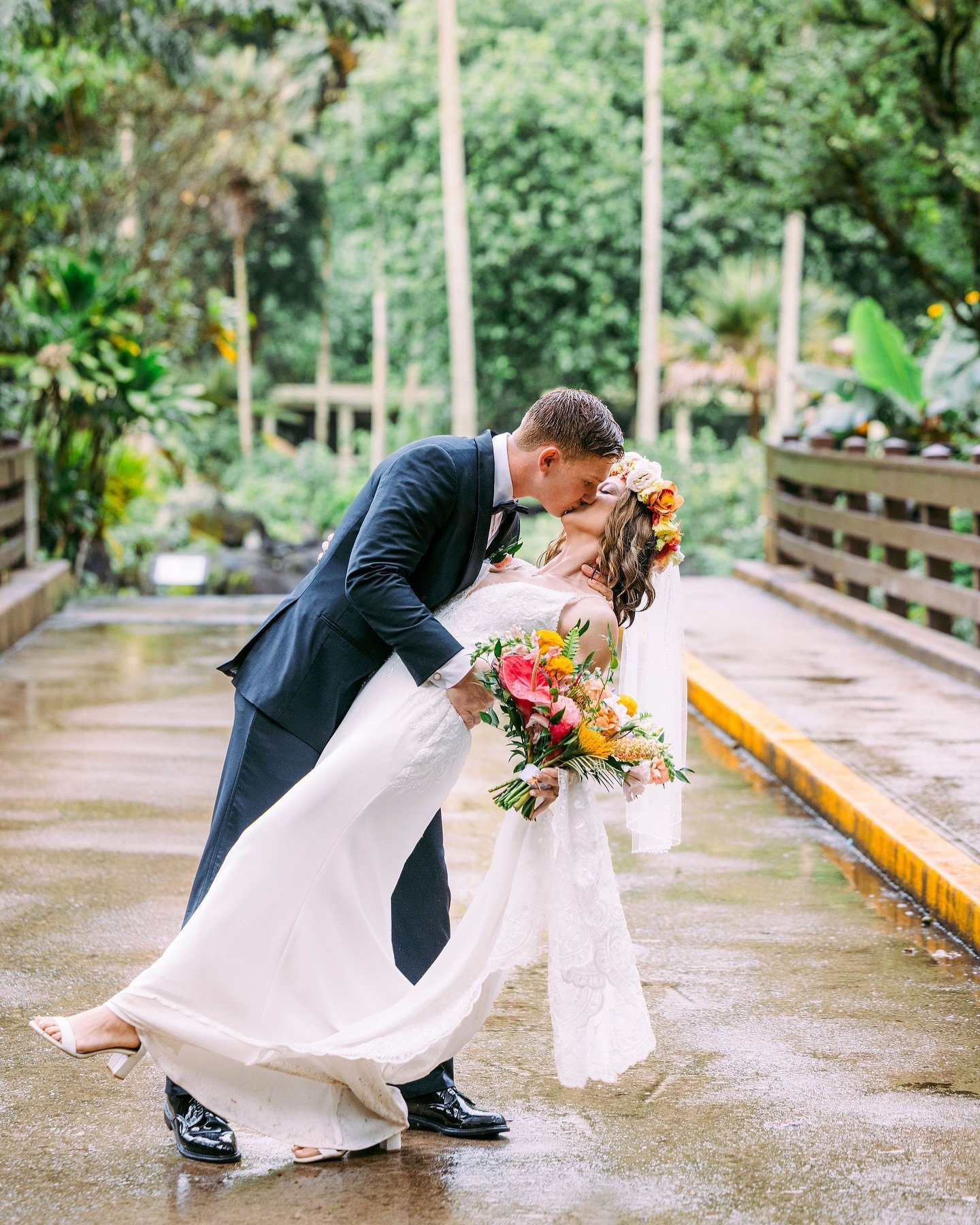 A rain shower during their vows, sweet newlywed moments in a tropical garden, and a candlelit celebration with close family and friends. Jessica and Torre&rsquo;s love filled wedding day warmed everyone&rsquo;s heart. 💛
 .
Bride &amp; Groom @jessica