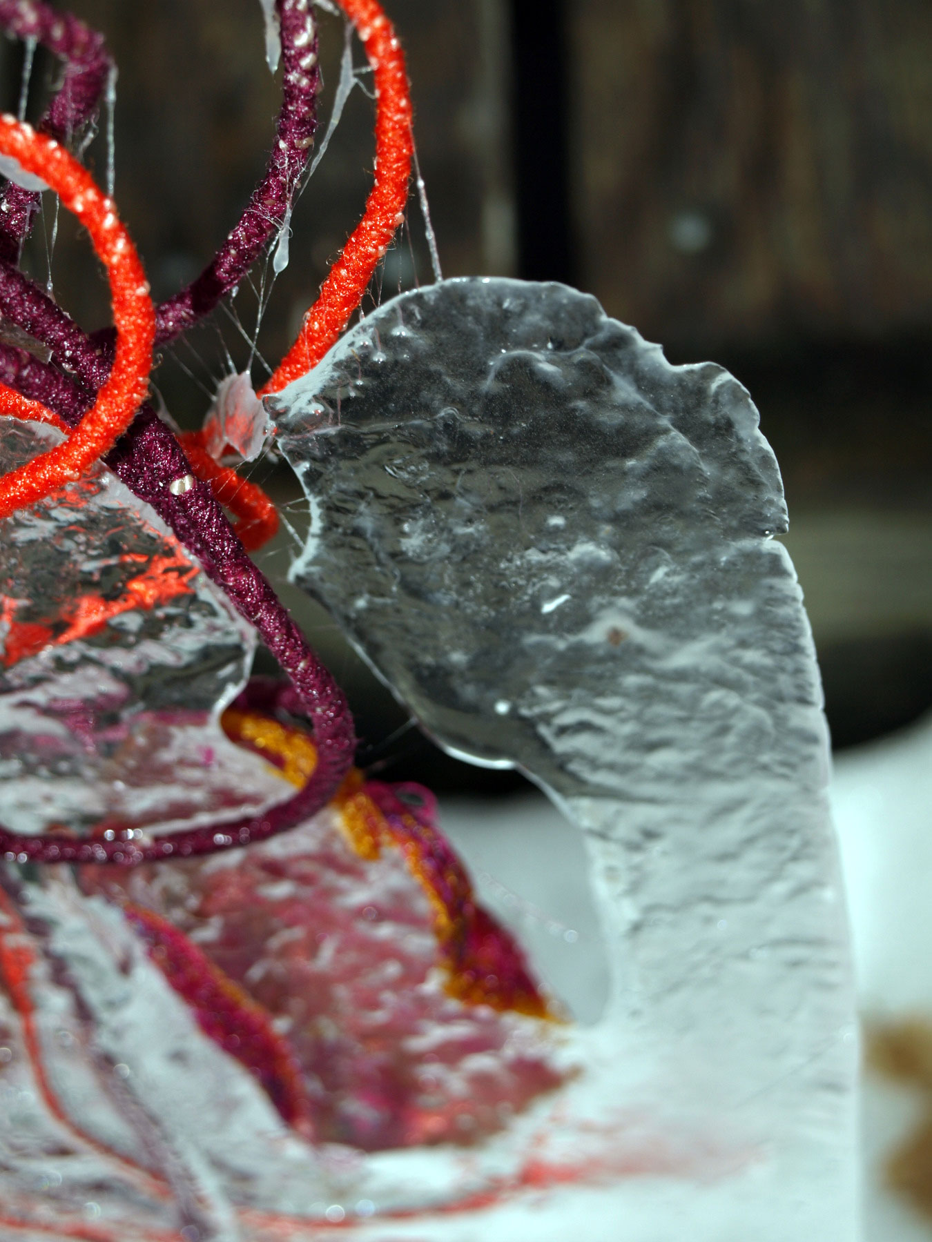 Cords, fabric, and ice sculptures 1