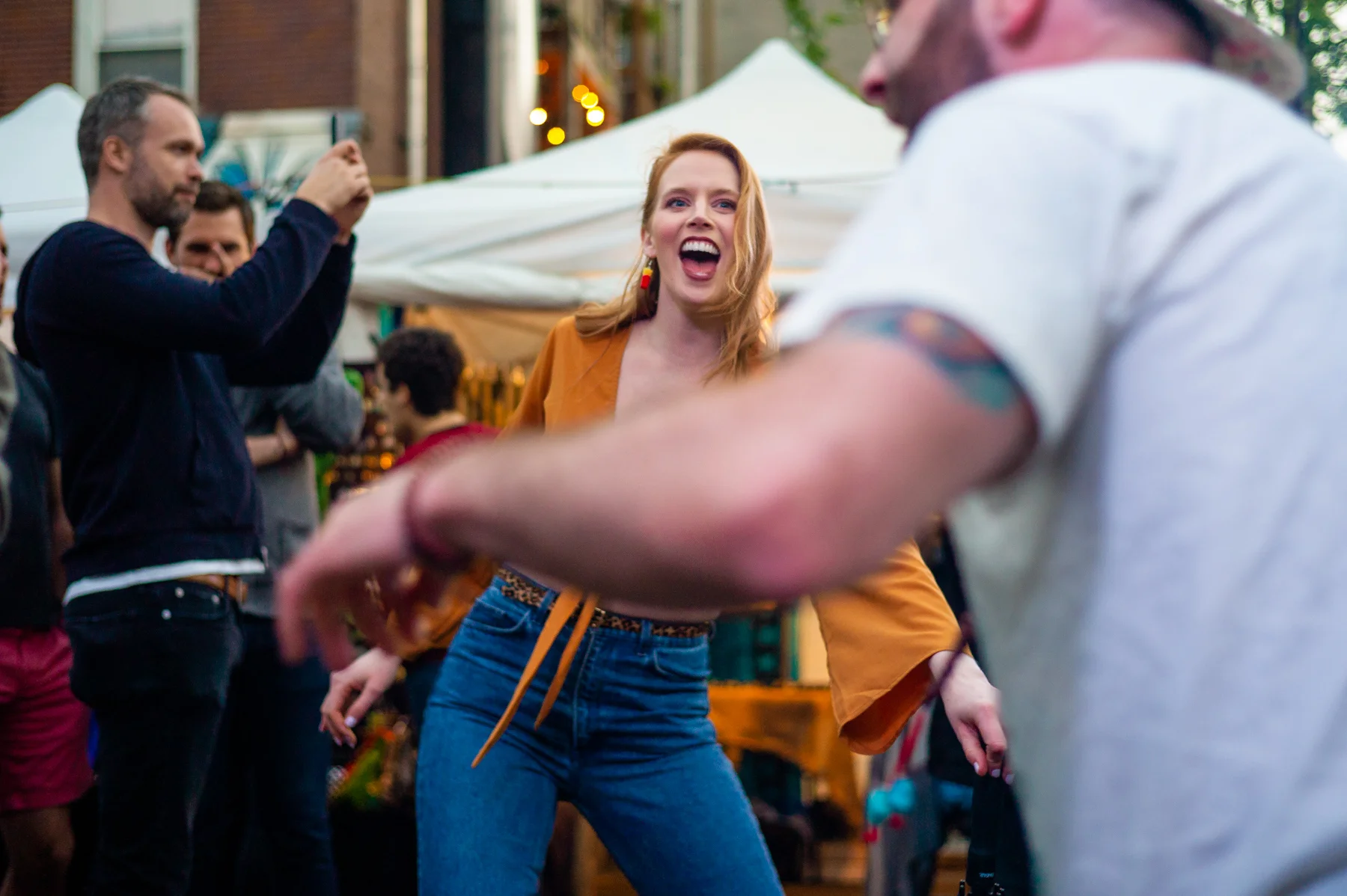 Dancing to the badass drummer