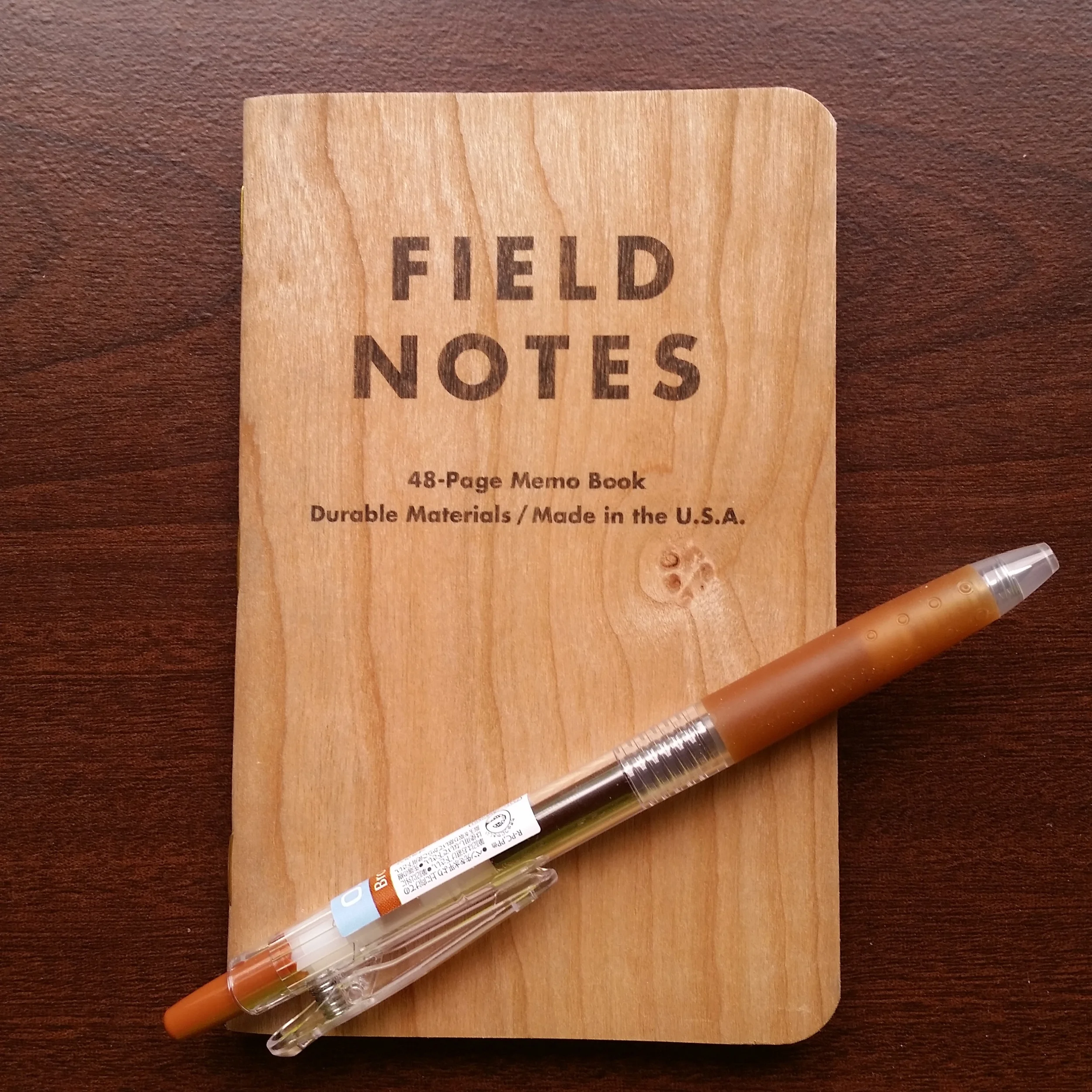 Field Notes Cherry Graph with a brown Pilot Juice