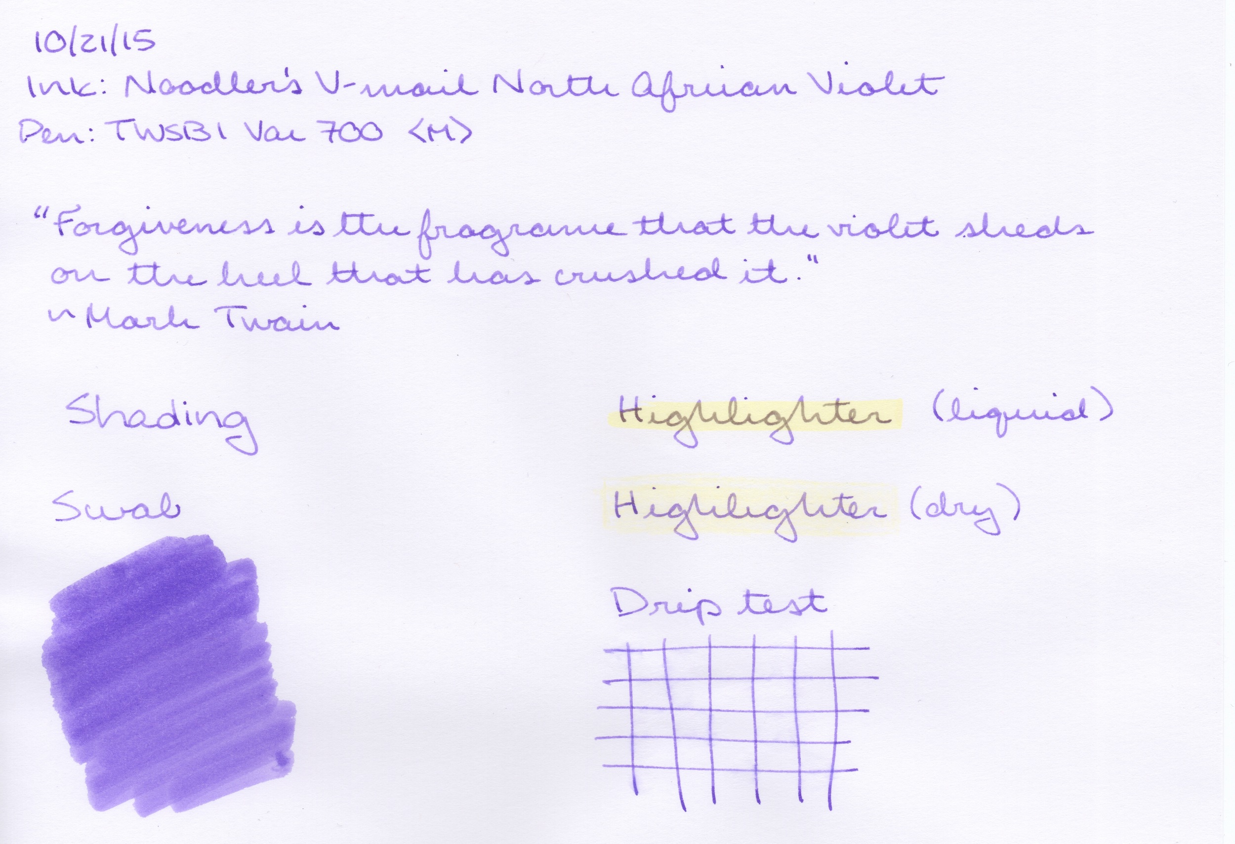 Ink Review: Noodler's V-Mail North African Violet — The Purl Bug