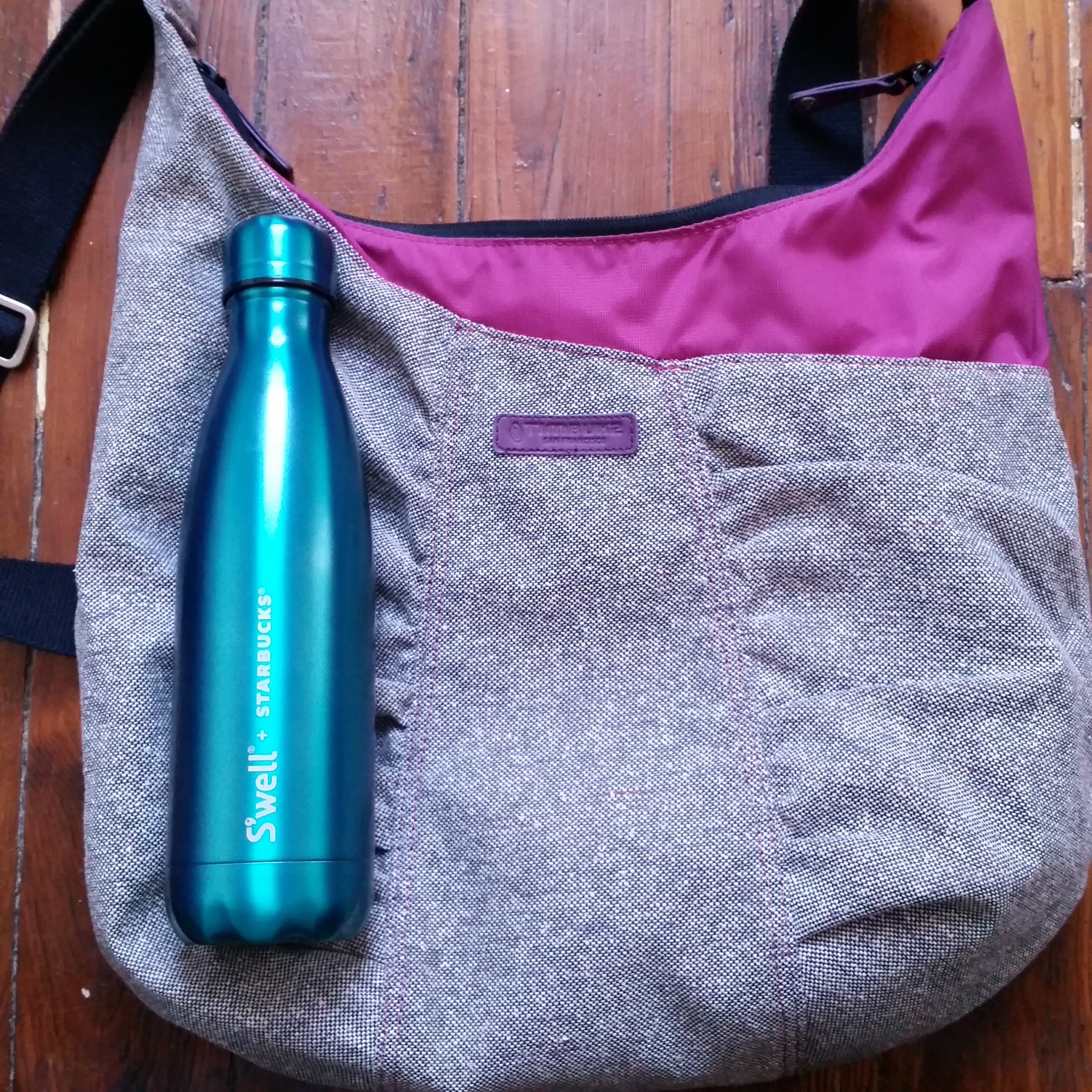  Bag from Timbuk2, bottle from S'well 