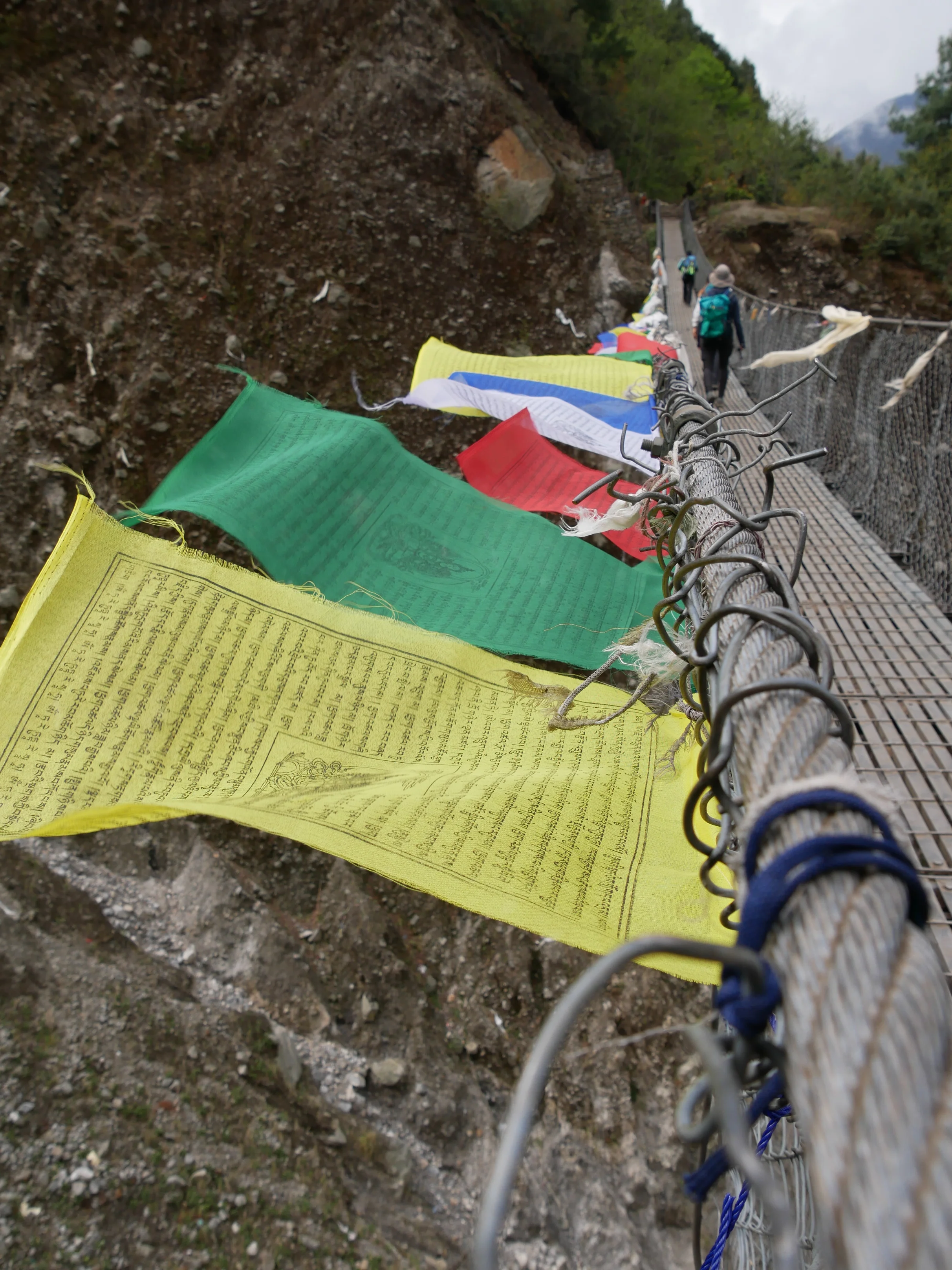 All the swing bridges were covered in prayer flags, flapping in the breeze