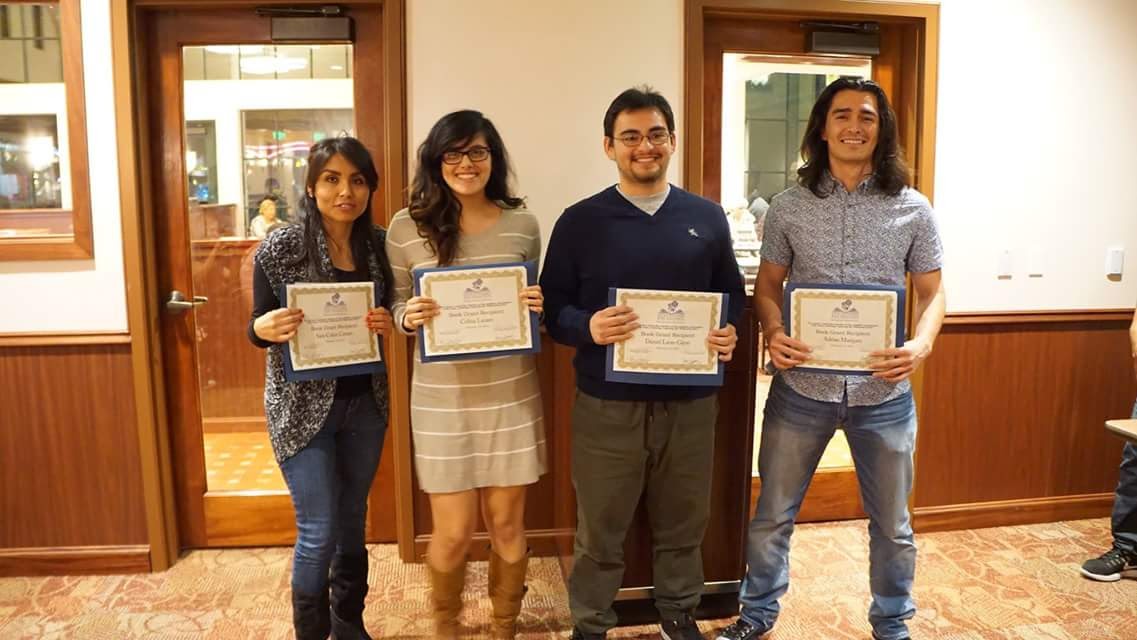2016 Book Grant Recipients (From left to right: Sara Colon, Celina Lazaro, Daniel Leon-Gijon, and Adrian Marques)