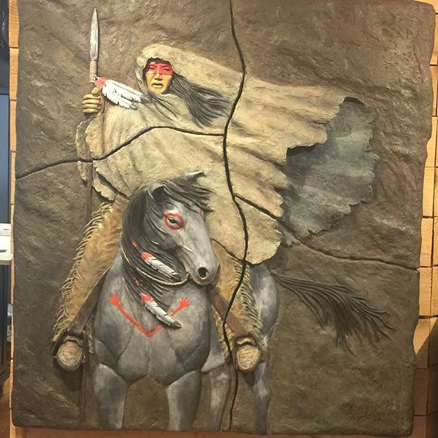 The finished piece, &quot;The Sentry&quot; its 43x48 and weighs 40 lbs. Has a Z clip on the back for easy mounting on a wall or fireplace.