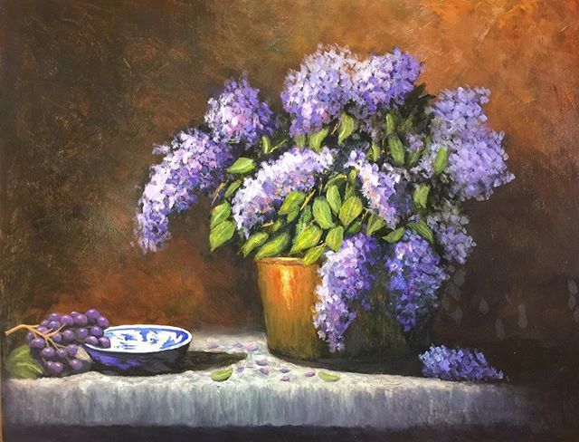 #lilacs #painting #oilpaintings #copperpot #flowers #stillifepainting #garycooley #collectiongallery