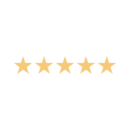Five gold stars with the text "Rating" above and "Excellent" below on a black background.