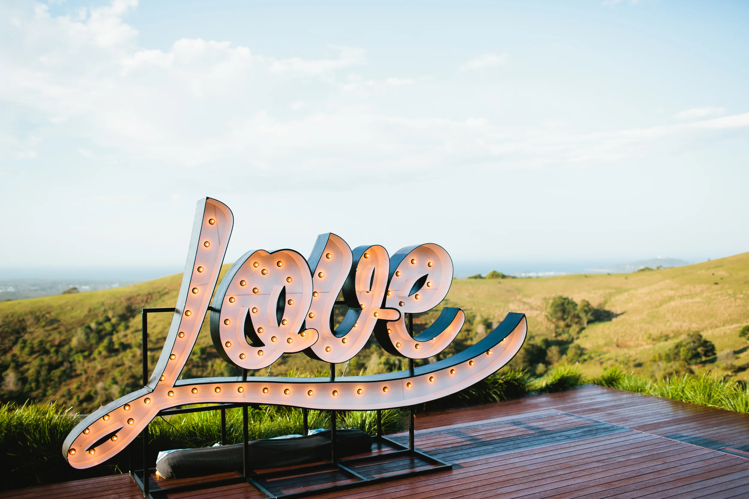 illuminated LOVE sign