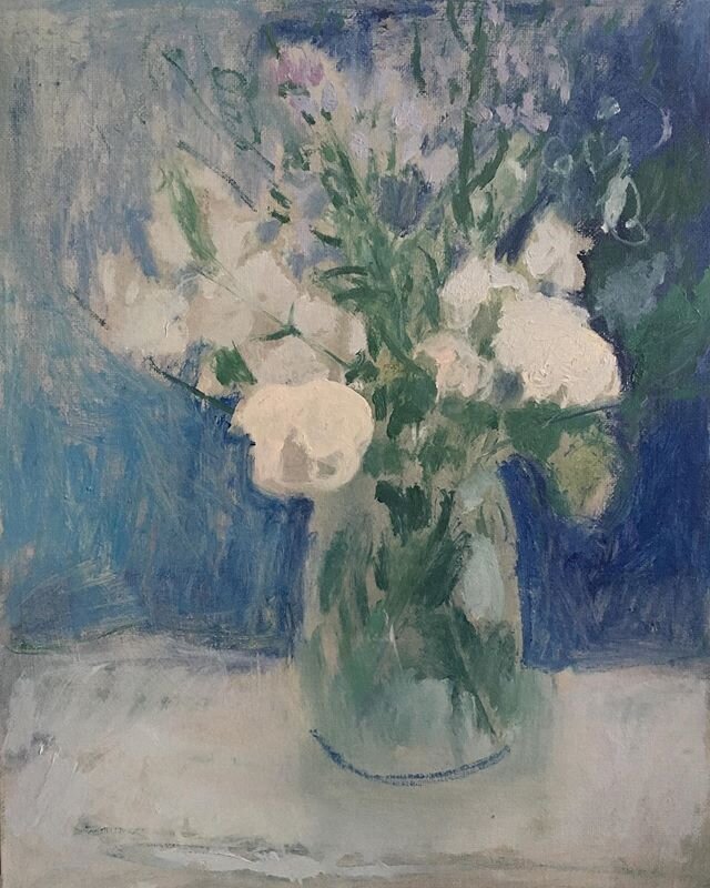 (Sold) &lsquo;Arrangement in blue&rsquo; 40.5x30.5cm, oil on canvas, &pound;200 #artistsupportpledge #artistsupportpledgeuk