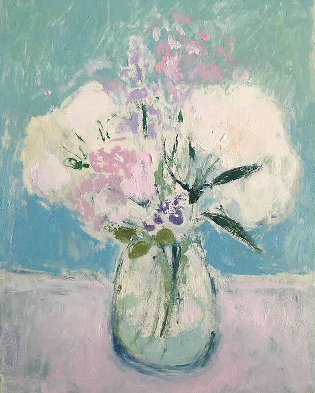 &lsquo;Pink and white Flowers&rsquo; oil on panel 10x12&rsquo;&rsquo; &pound;200 #artistsupportpledge #artistsupportpledgeuk