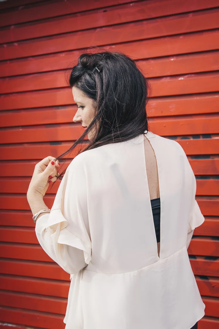 Ruffle back best sale top