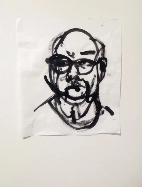 Peter Godwin, Self Portrait 1, 2016, Ink on rice paper on Arches paper Size 40 x 44cm