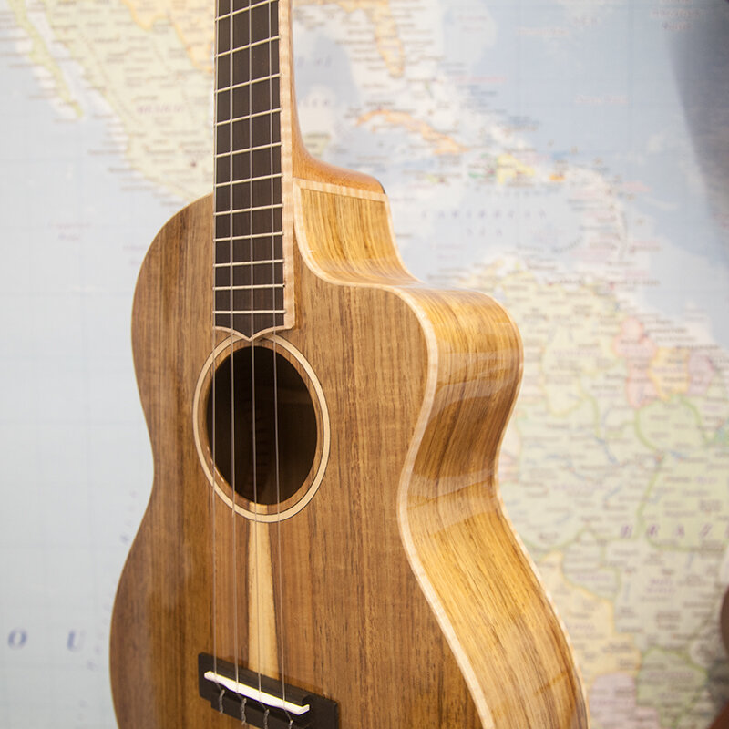 Uluru Hoa Hana All Solid Acacia Baritone Ukulele GCEA Tuning — World