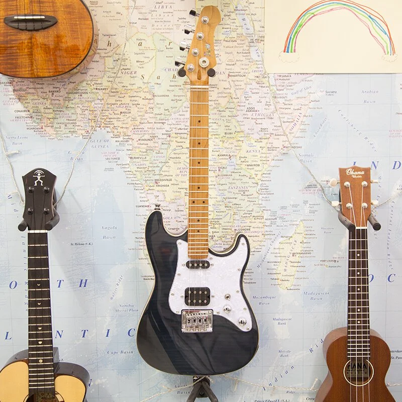 Flight Pathfinder Solid Body Steel String Tenor Electro Ukulele - Trans Black