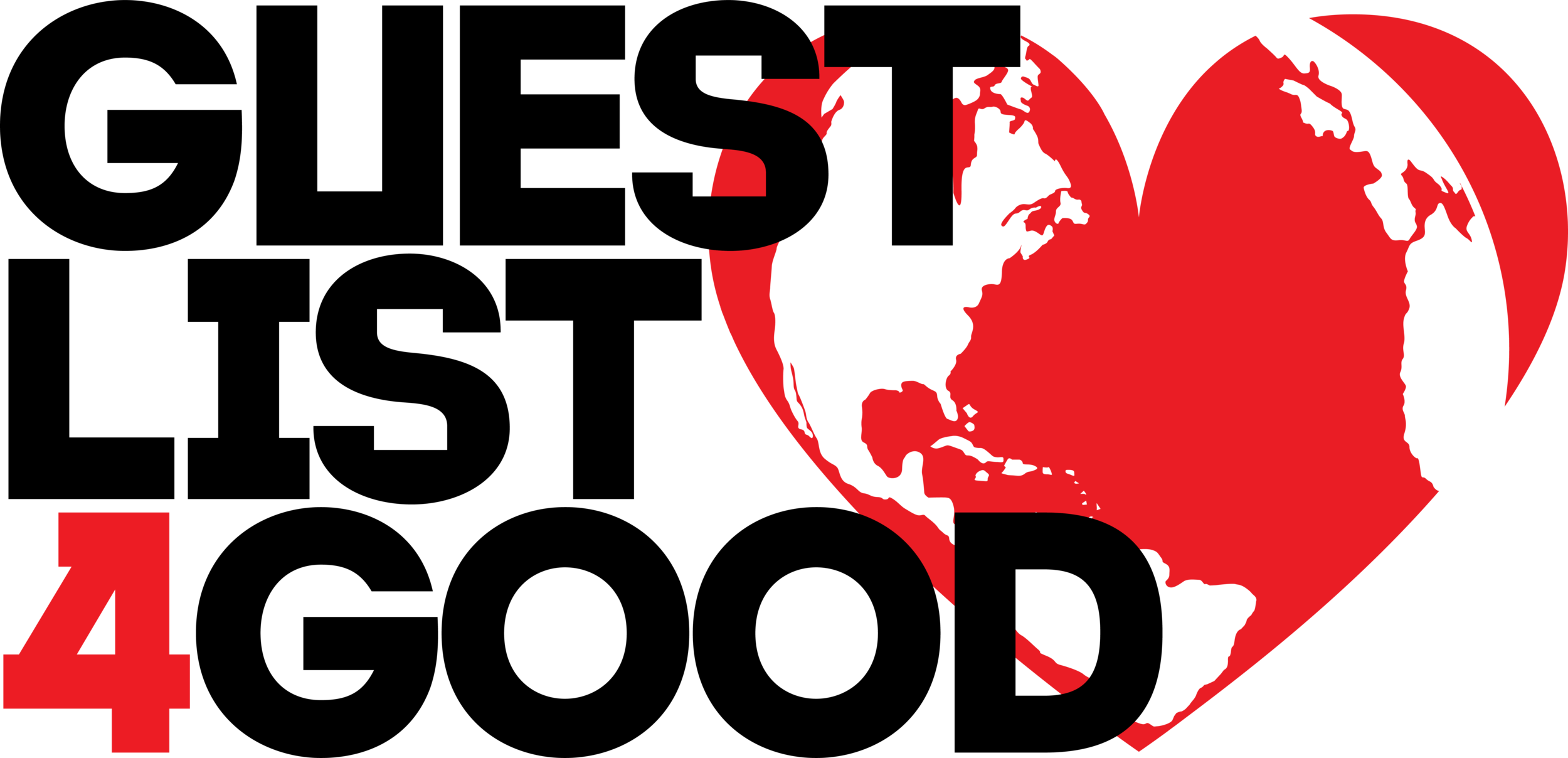 Guestlist4Good corporate social enterprise logo, with the world inside a heart