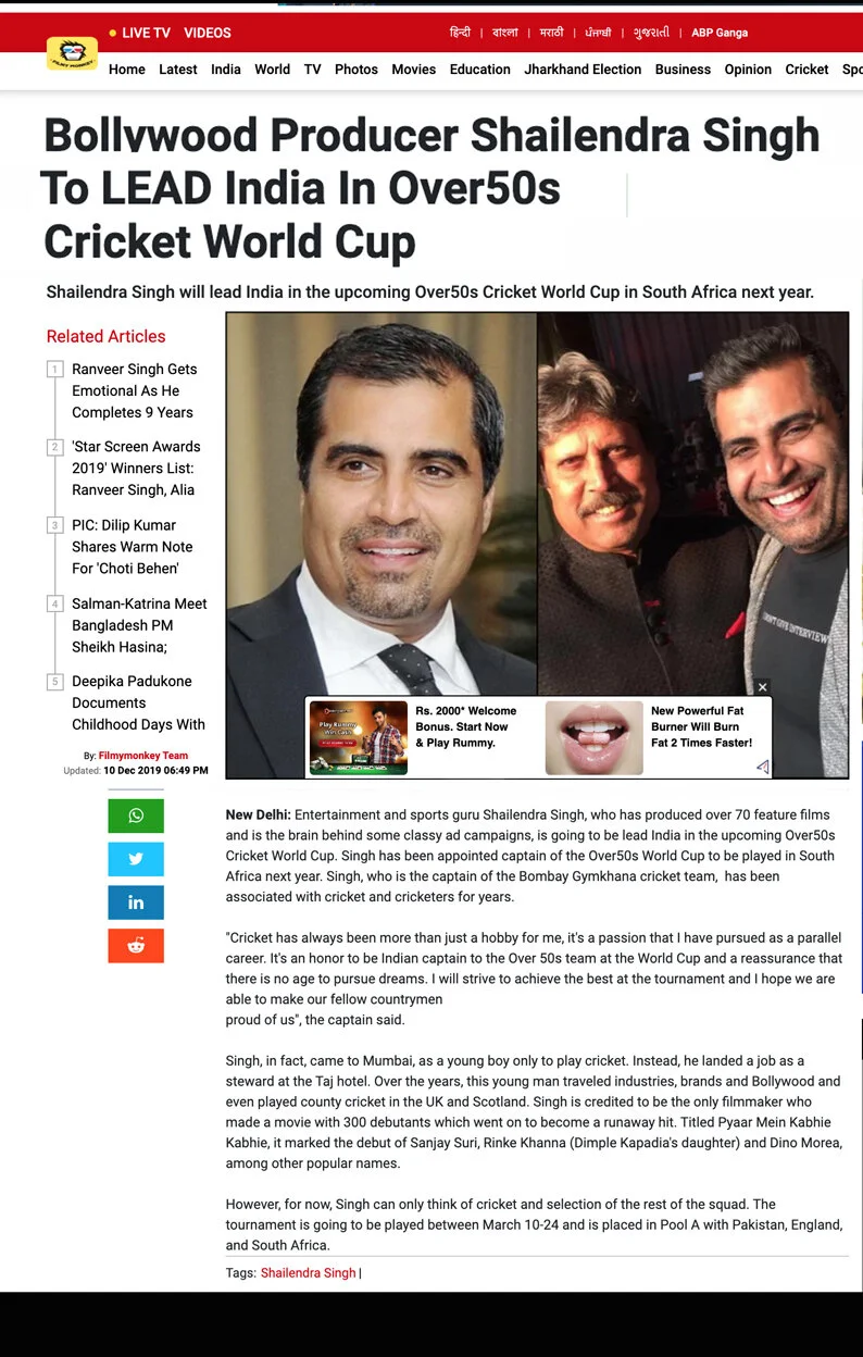 Kapil Dev supports Shailendra Singh Captaincy for Over50s Cricket World Cup