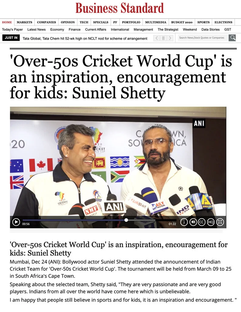 Suniel Shetty encourages Shailendra Singh in Cricket World Cup Captaincy. Business Standard