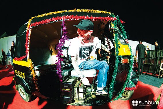 Deadmau5 in an auto rickshaw
