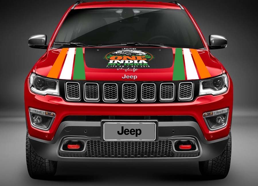 Front of red Jeep Compass