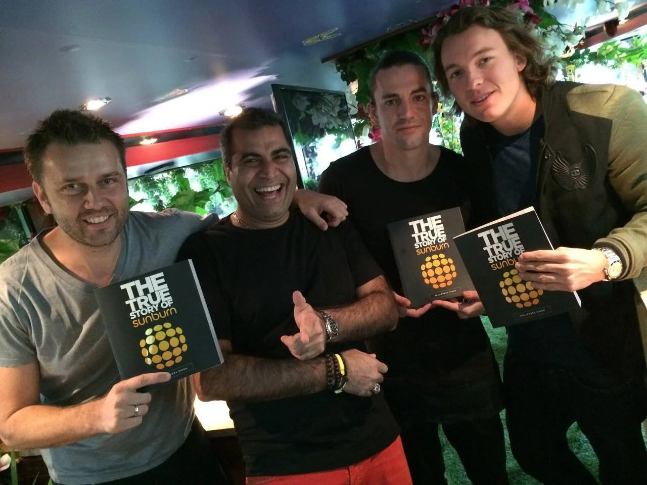 Dimitri Vegas, Like Mike and Tomorrowland co-founder Michiel Beers celebrate with Shailendra Singh and The True Story of Sunburn