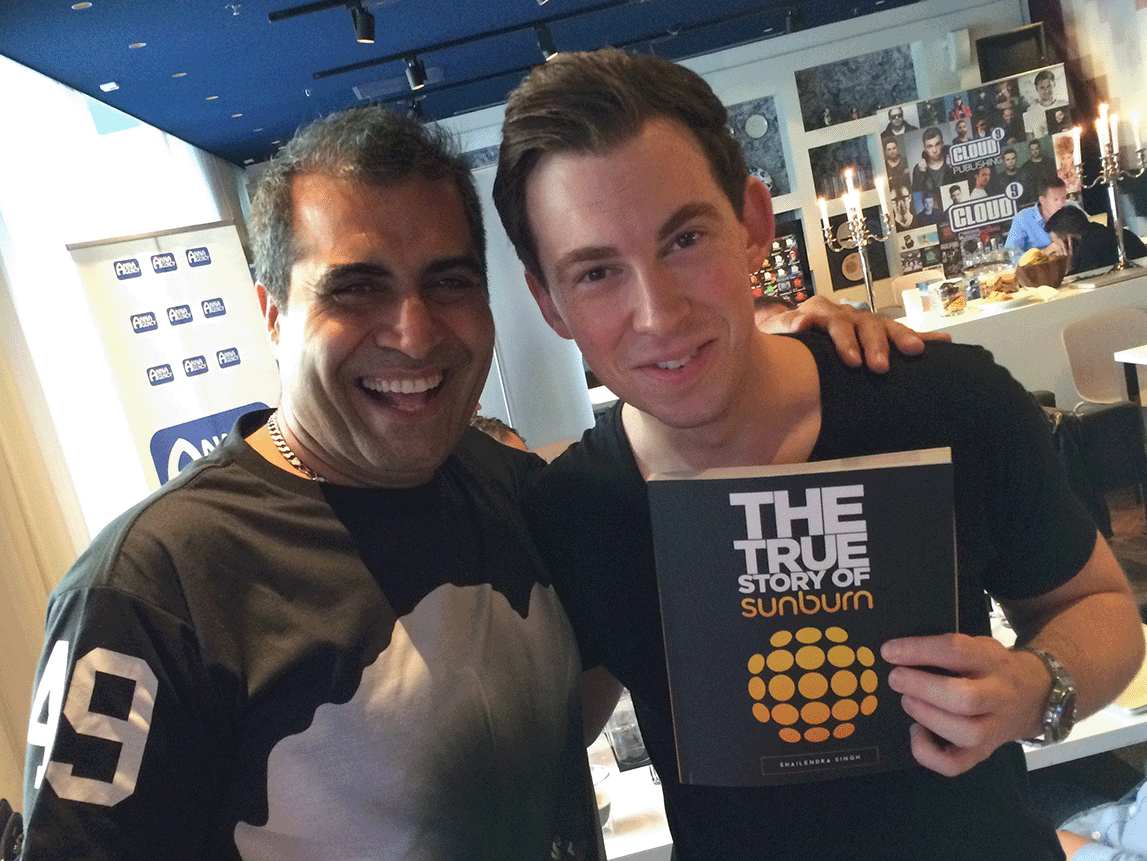 World number 1 DJ Hardwell with Shailendra Singh and The True Story of Sunburn book