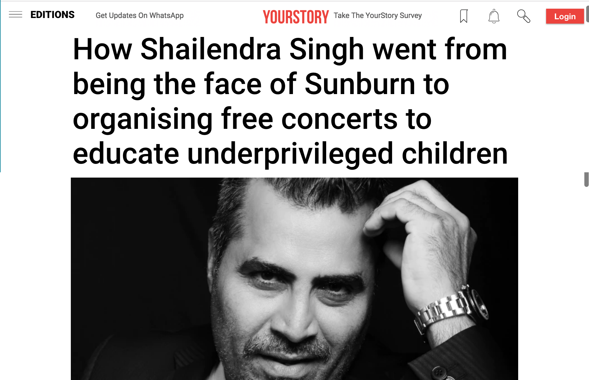 Shailendra Singh YourStory interview on Guestlist4Good and educating underprivileged children through music