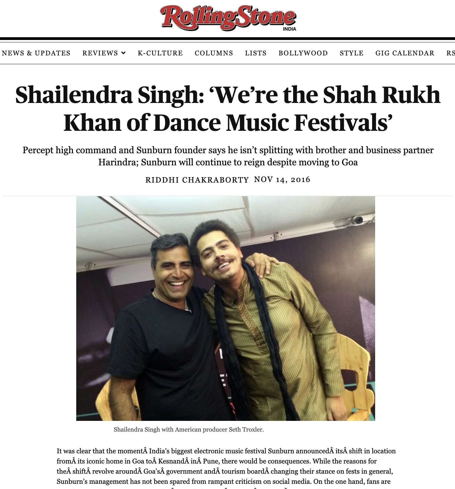 Shailendra Singh interview in Rolling Stone India — Sunburn founder on being the Shah Rukh Khan of dance music festivals