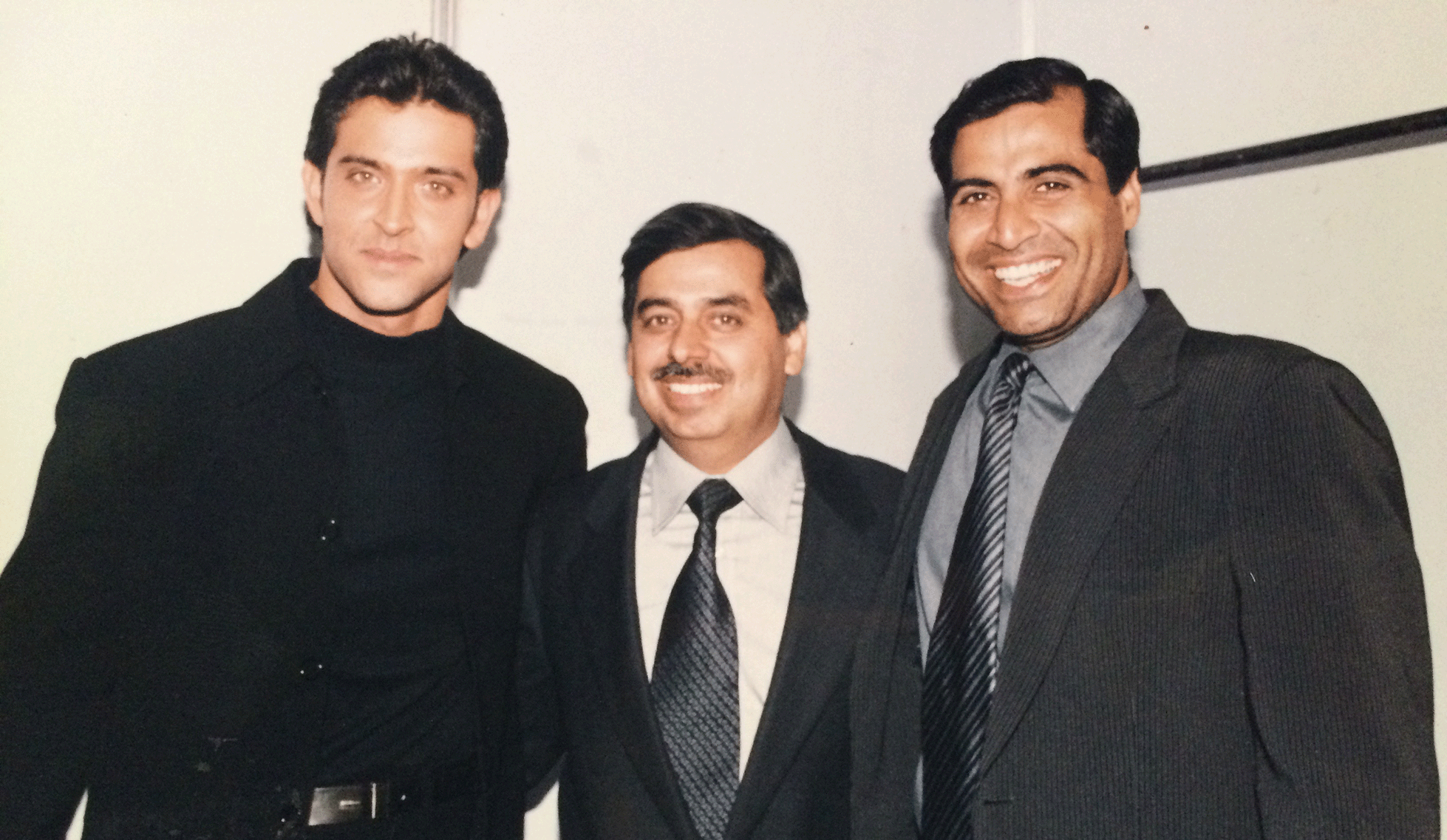 Hrithik Roshan, Hero MotoCorp CEO Pawan Munjal and Shailendra Singh at a Percept Hero MotoCorp event