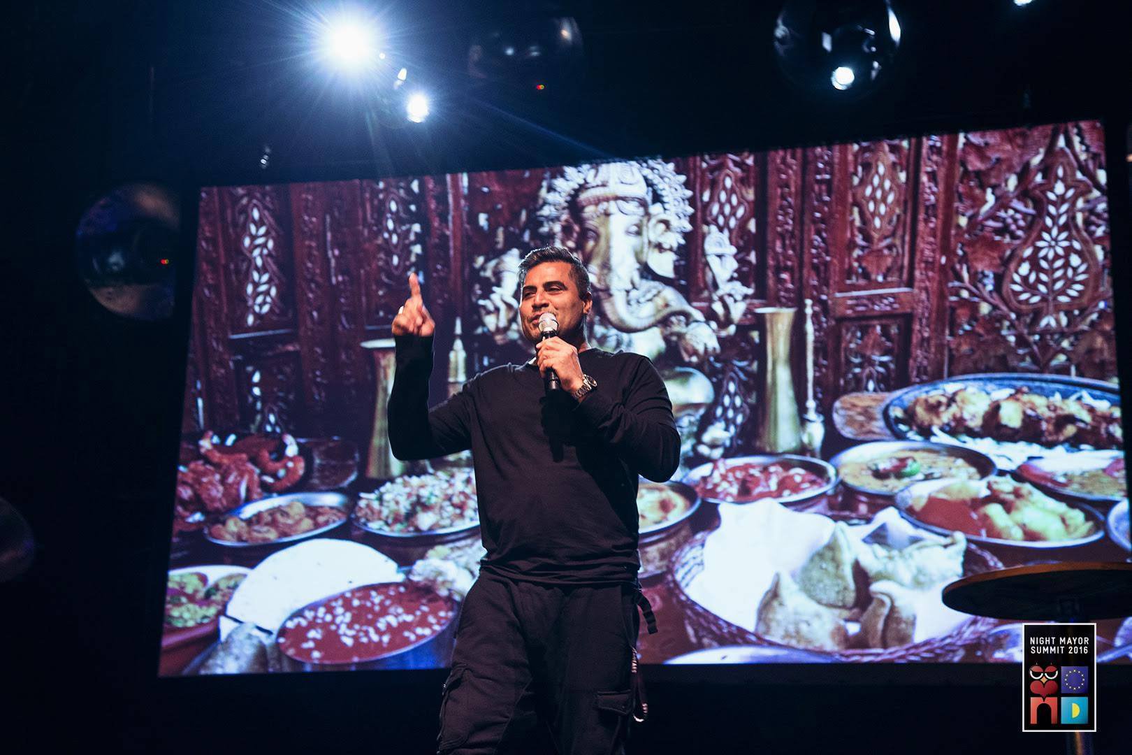 Shailendra Singh on stage at the Night Mayor's Summit Amsterdam 2016