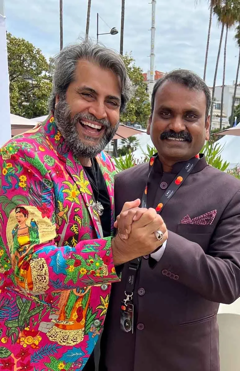 Shailendra Singh with Minister of State Dr L Murugan at the India Pavilion Cannes Film Festival 2023
