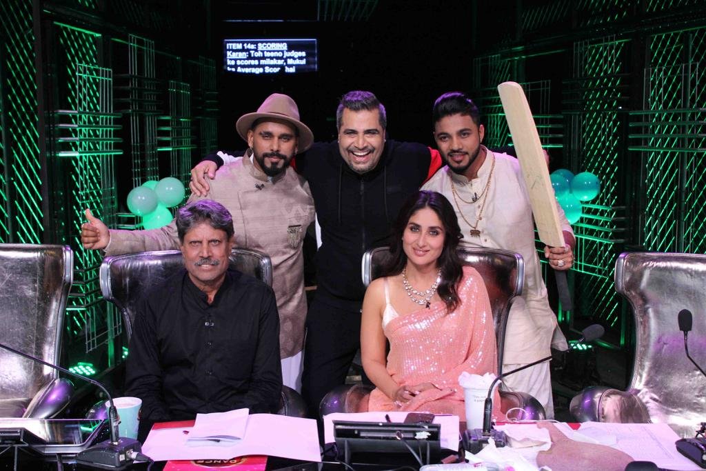 Shailendra Singh as guest judge with Kareena Kapoor Khan, Kapil Dev, Remo D'Souza and Terrence Lewis on Dance India Dance television show