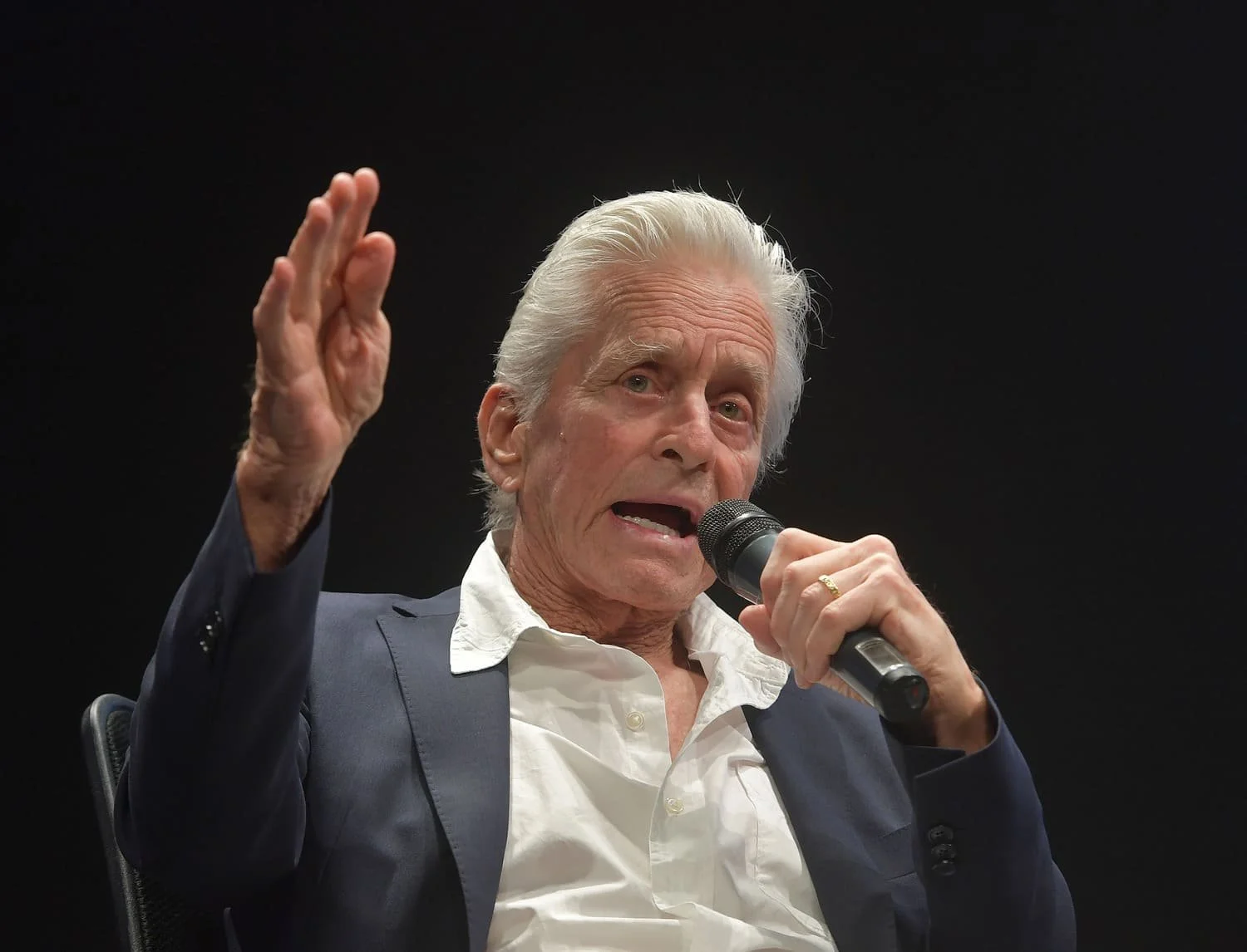 Shailendra Singh and Michael Douglas at the IFFI 2023 masterclass with audience Goa