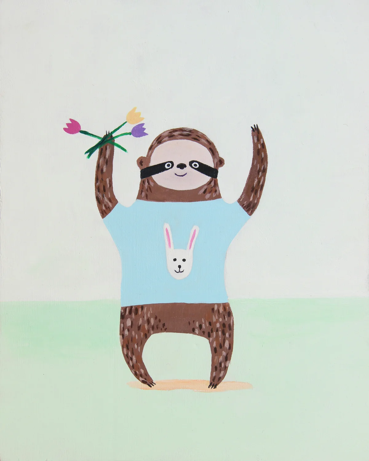 sloth spring bunny 8x10 fine art print.jpg