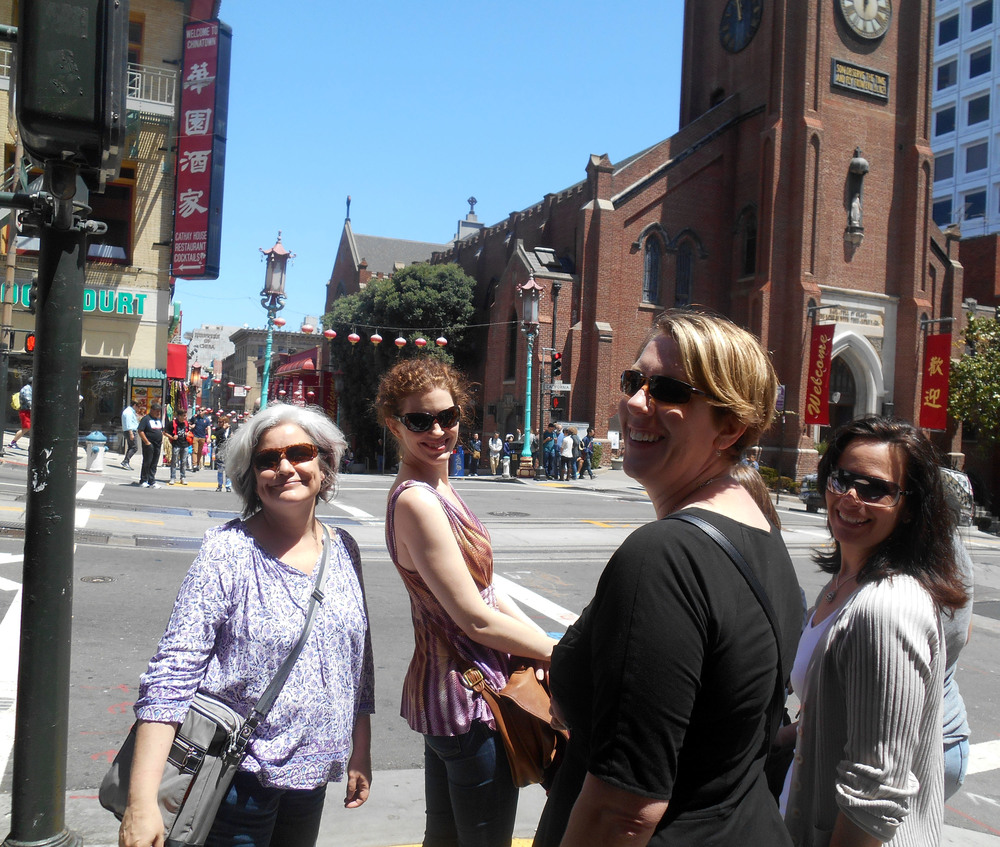 Julie Dillard, Sarah McGuire, Kristen Crowley Held and Amy Allgeyer chilling in Chinatown.