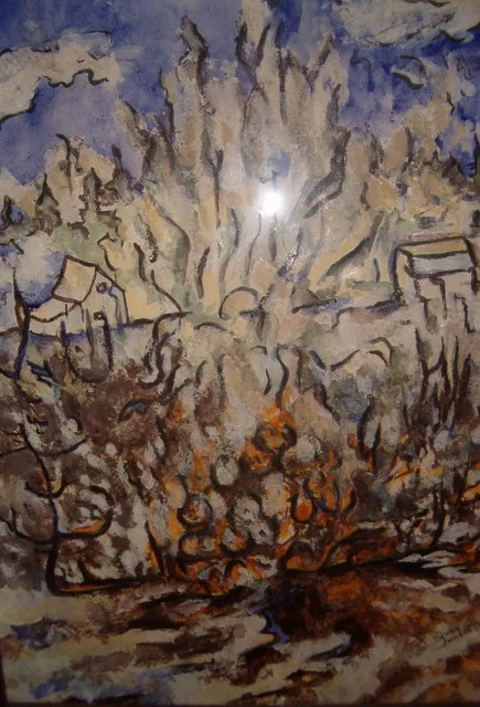  Encaustic on paper. 
