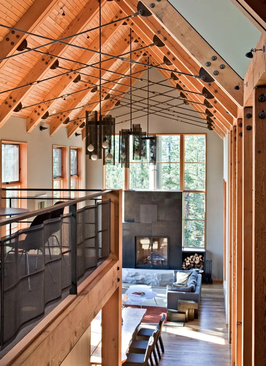 Loft and living room below - Lake Tahoe Modern Home
