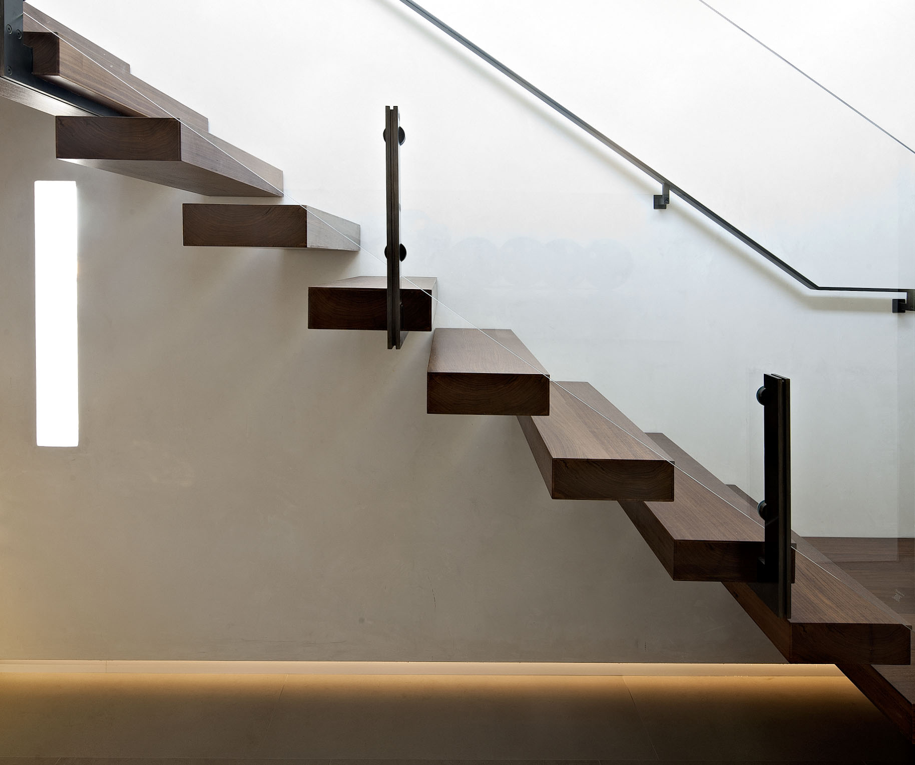 Floating wood stair with glass rail - Pacific Heights Remodel, San Francisco, Modern Design 