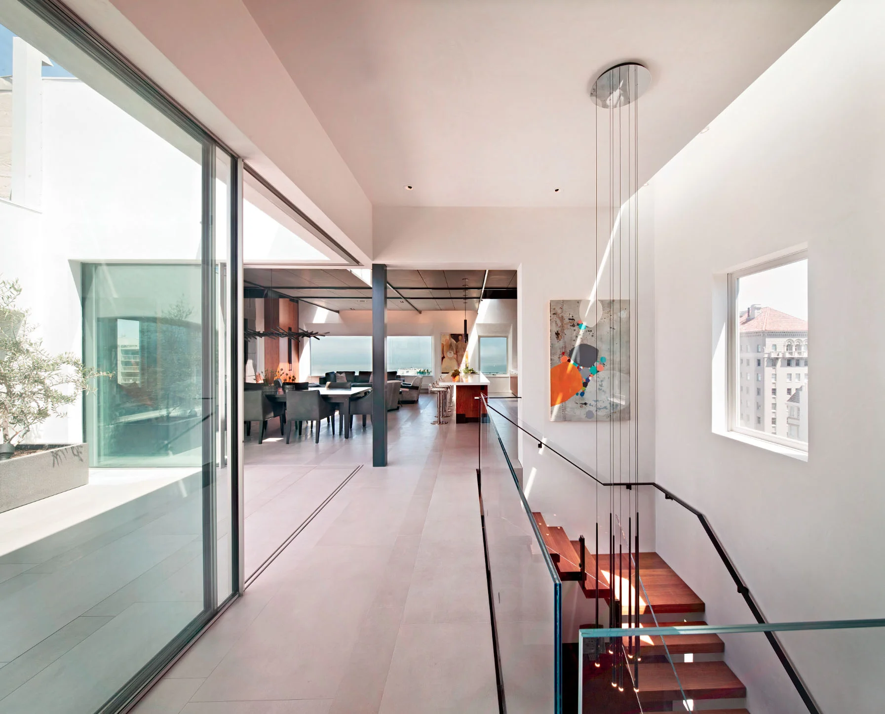 Stairway and tile floor - Pacific Heights Remodel, San Francisco, Modern Design 