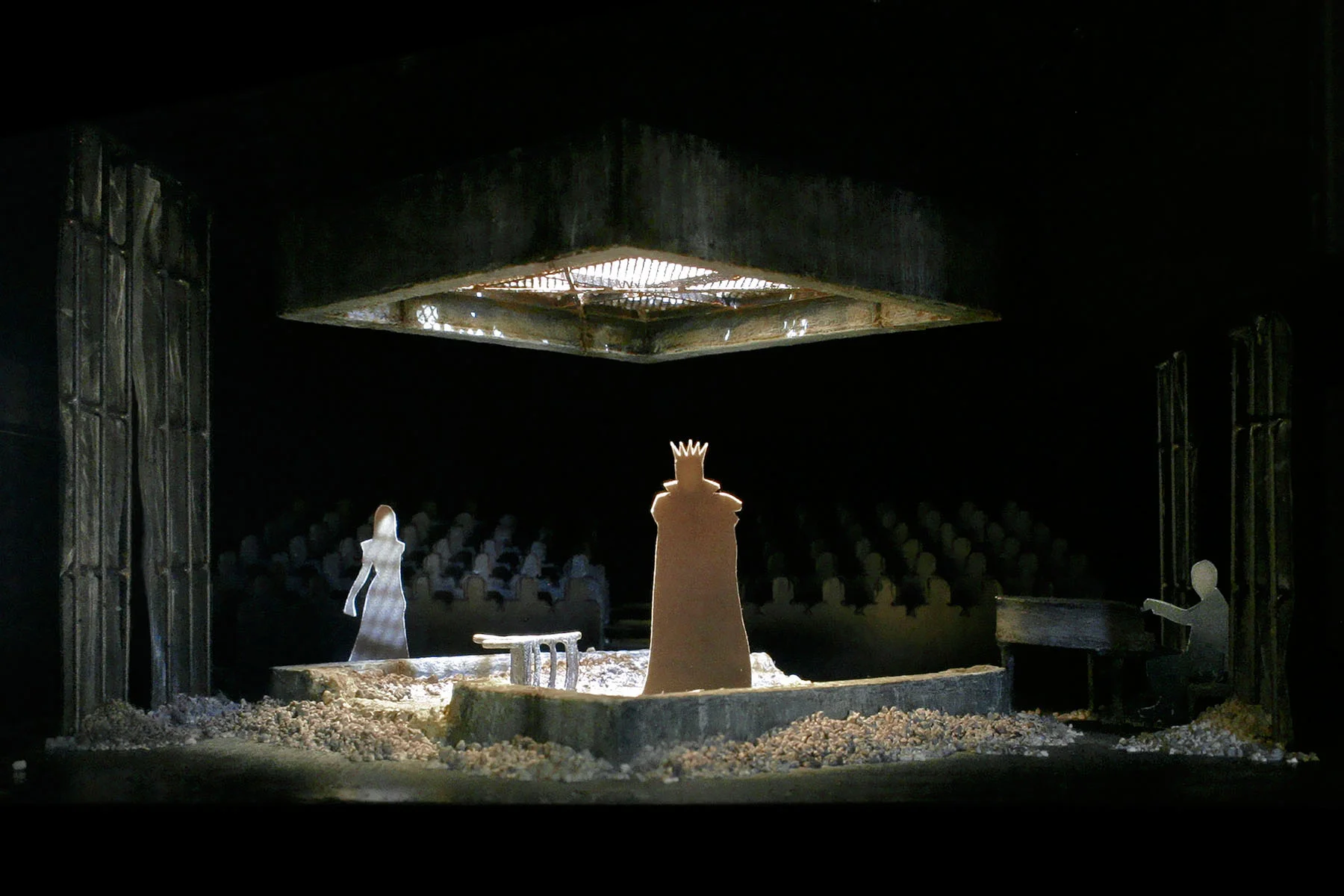 Architectural model for the scenic design of The Amazing Cymbeline at Portland Center Stage. Designed and modeled by Alan E. Schwanke.