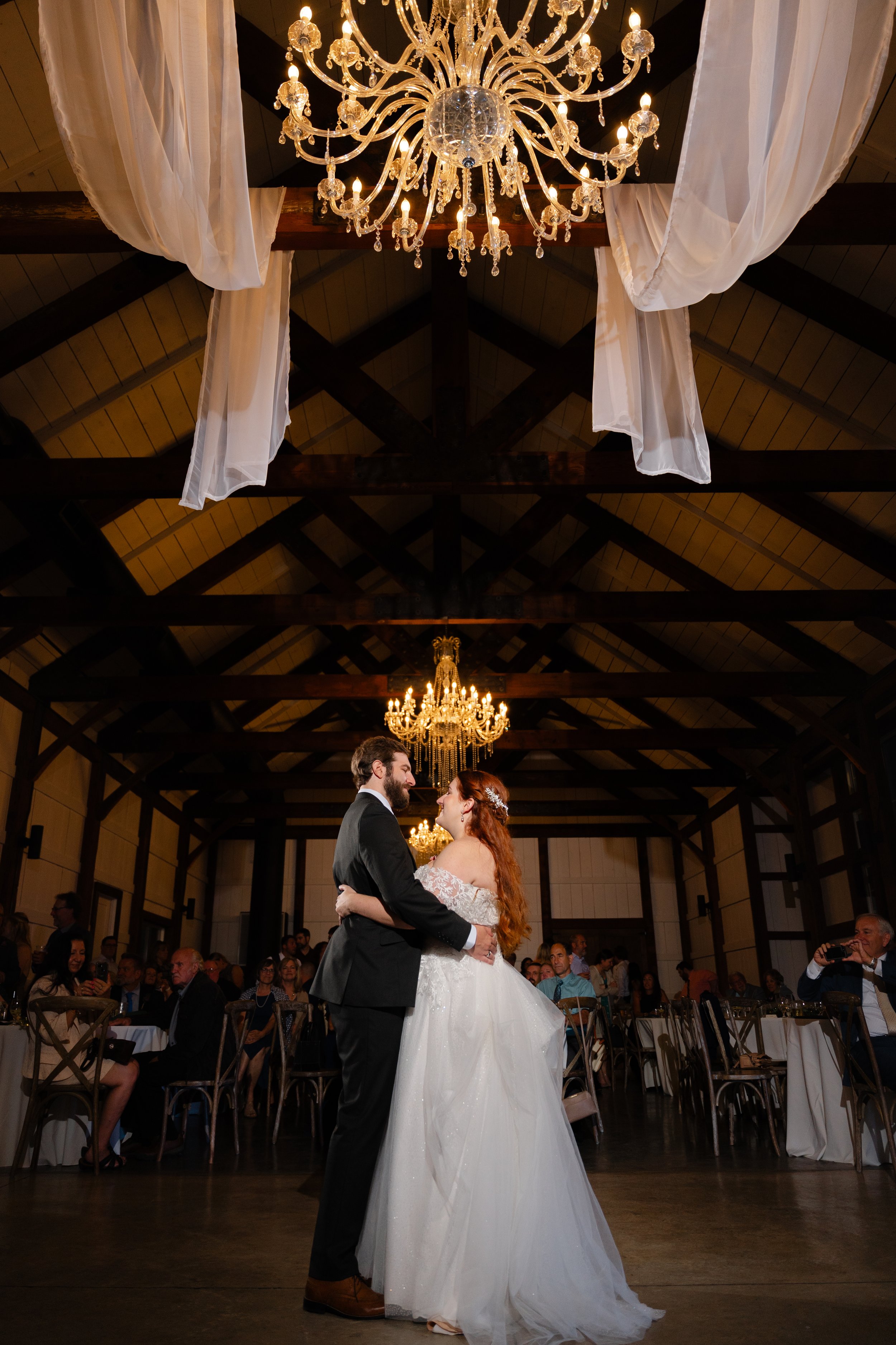 A bride and groom share their first dance as a married couple at beautiful Lilac Acres in Waukesha Wisconsin