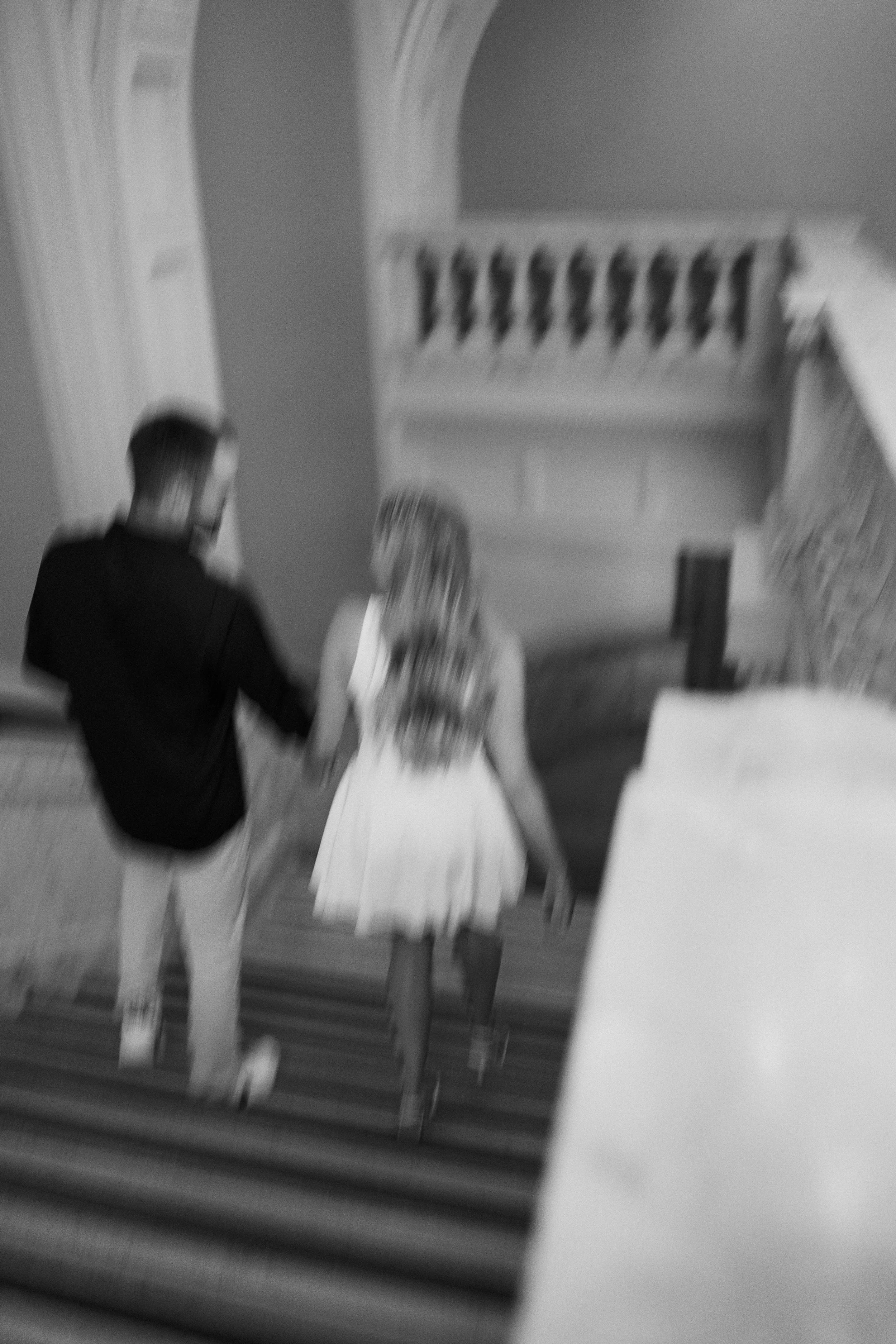 Candid, blurry engagement session with couple in Milwaukee Wisconsin