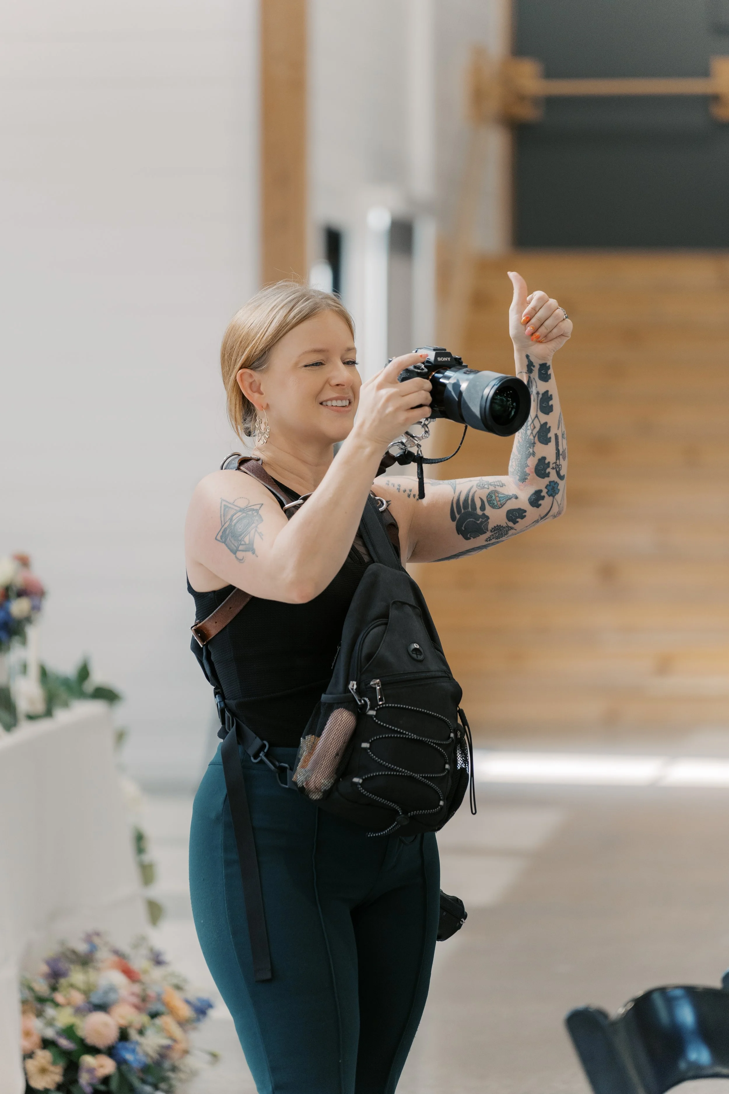 Behind the scenes photo of one of Milwaukee's best wedding photographers.
