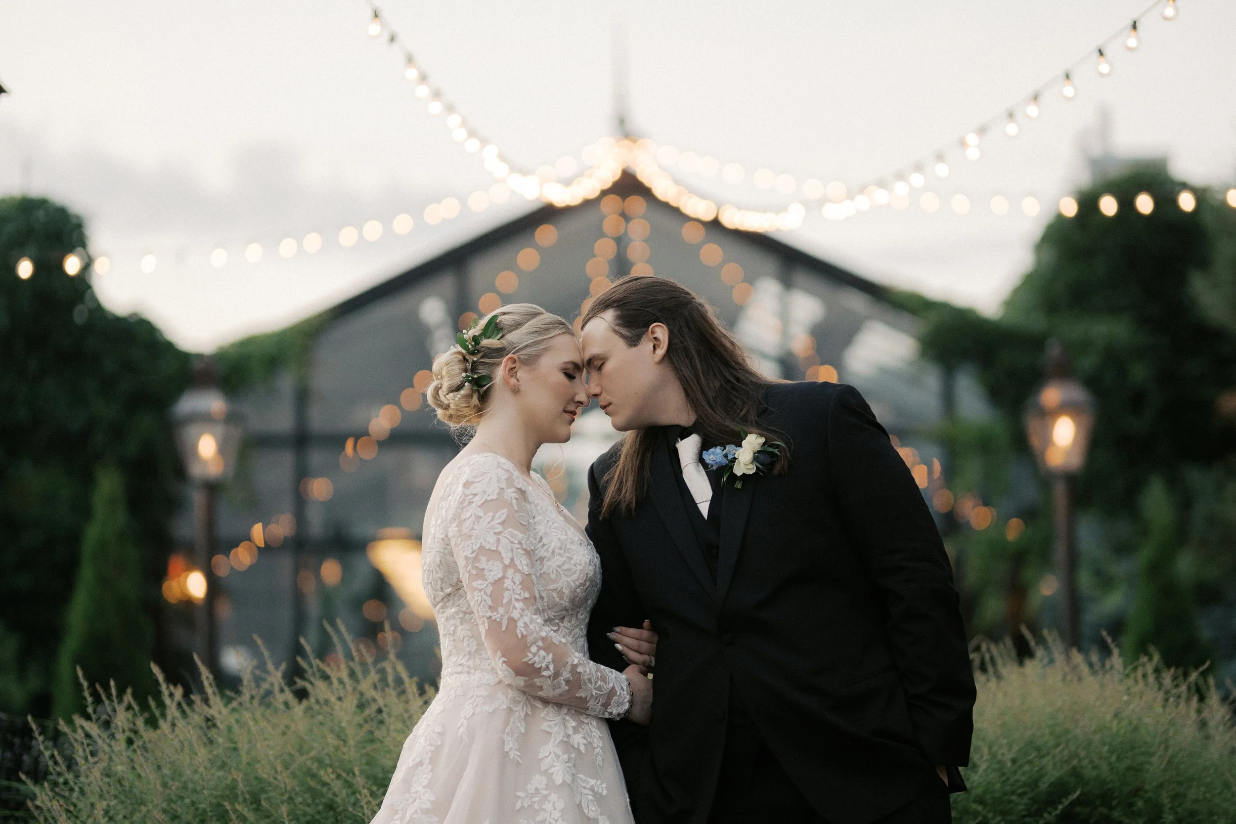 Sunset wedding portraits in Milwaukee at The Atrium.