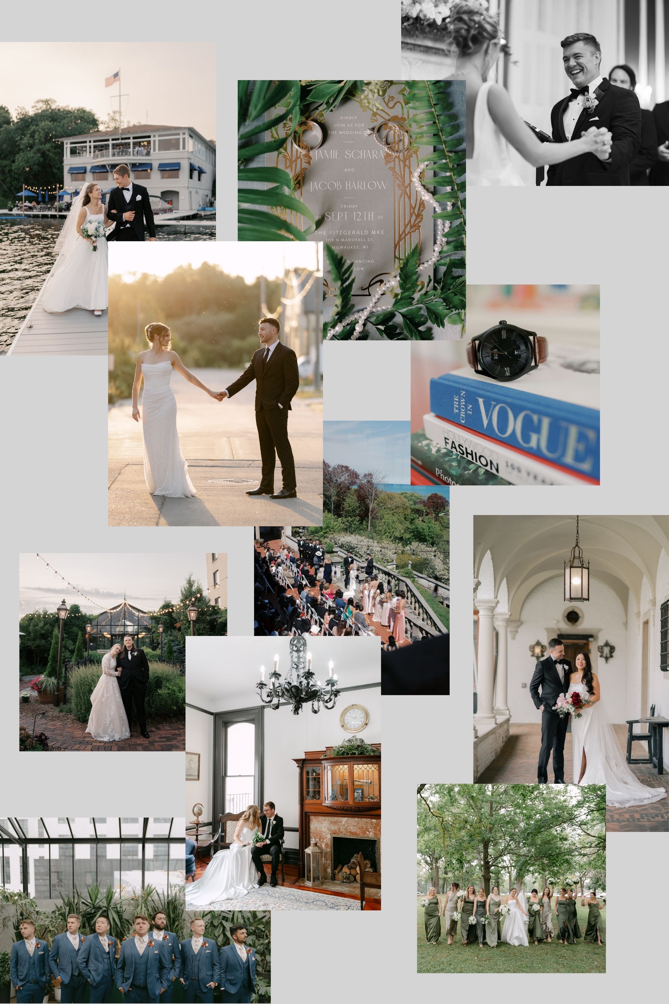 Sunset bride and groom portraits in Milwaukee by wedding photographer