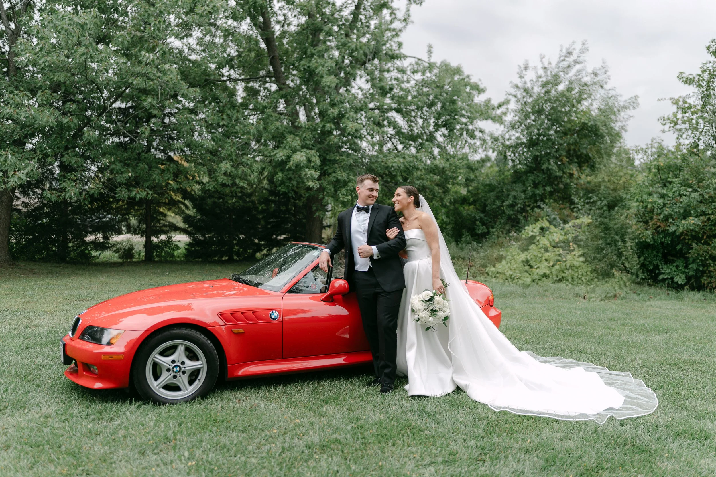 Sunset wedding portraits in Milwaukee during golden hour.