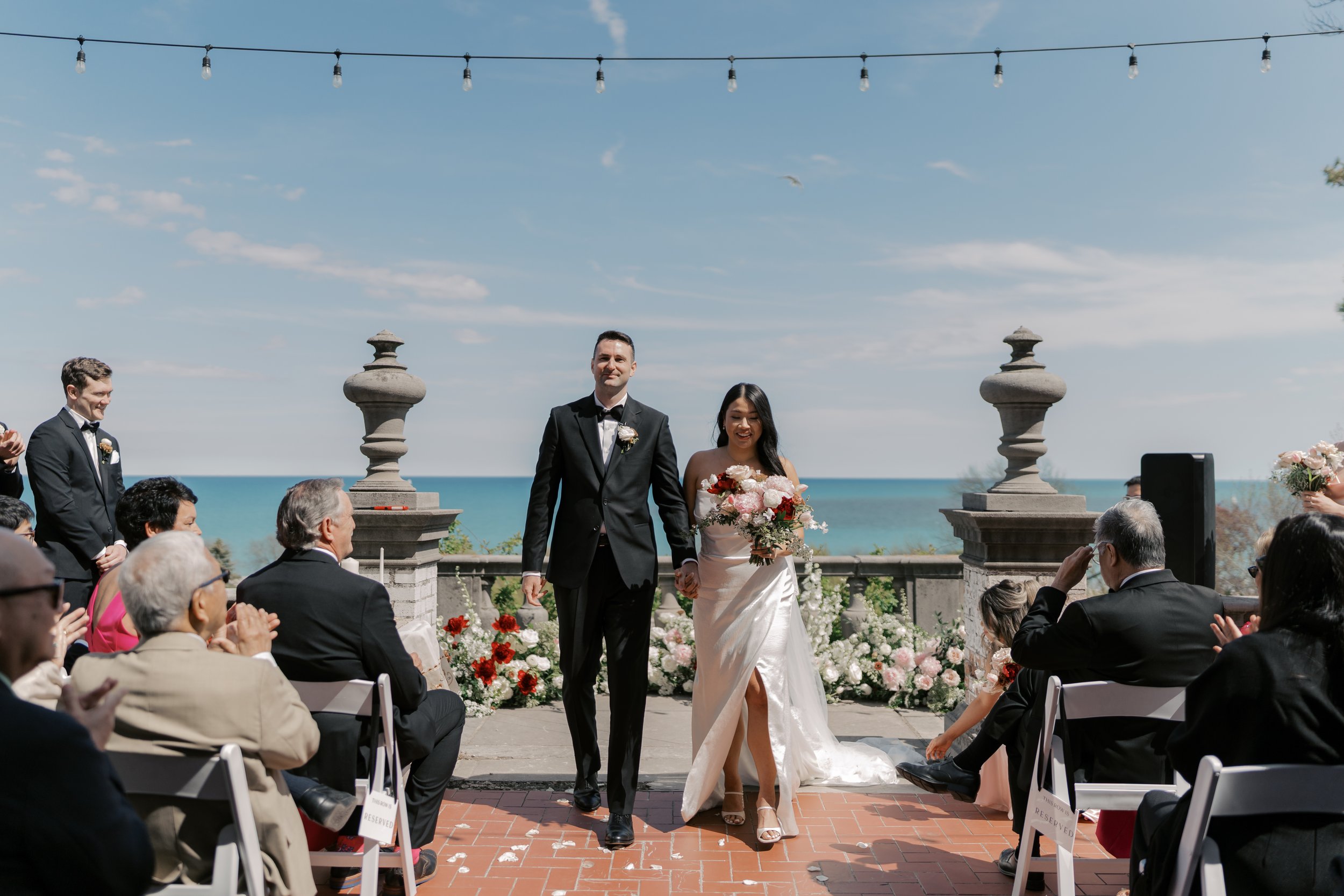 Wedding ceremony at Villa Terrace Museum & Gardens in Milwaukee, Wisconsin