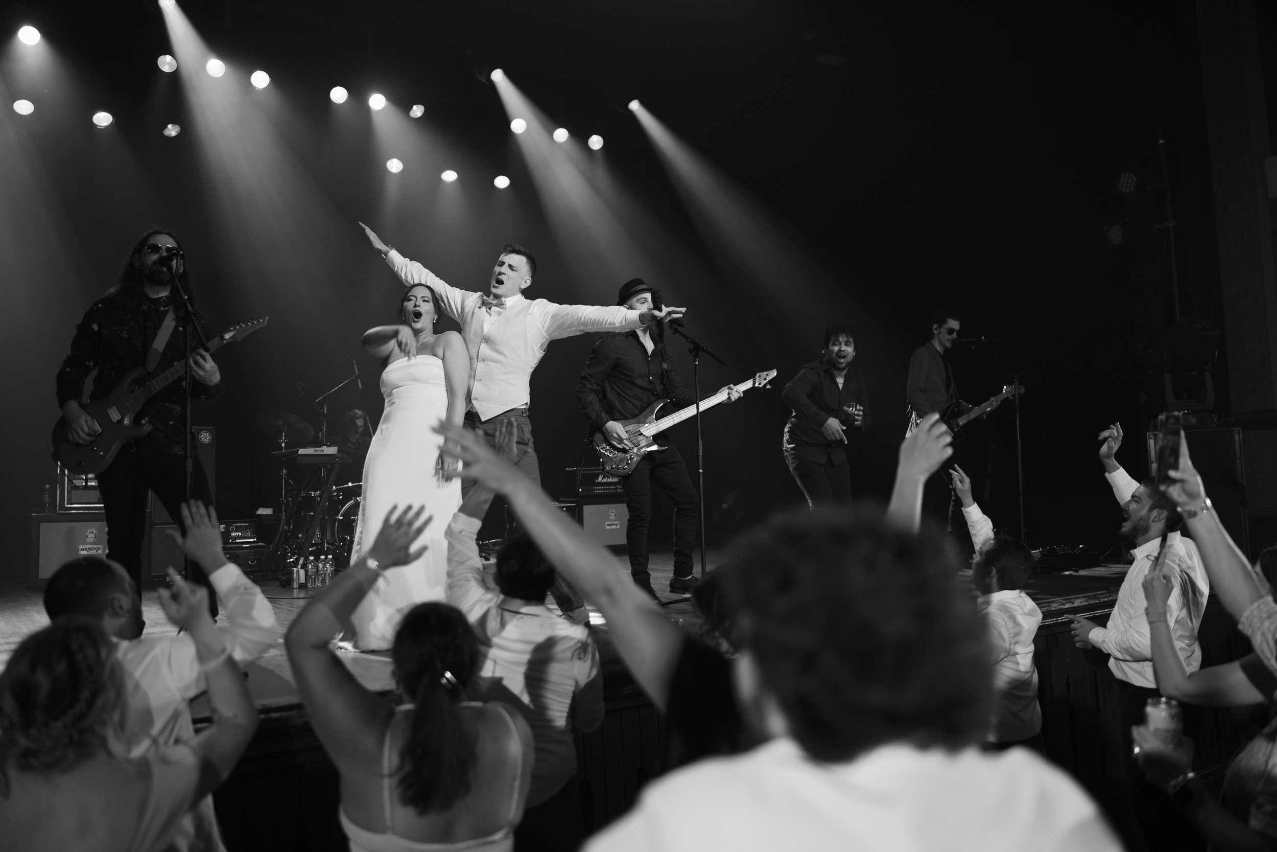 Rock concert–style wedding reception at Turner Hall Ballroom in Milwaukee, Wisconsin