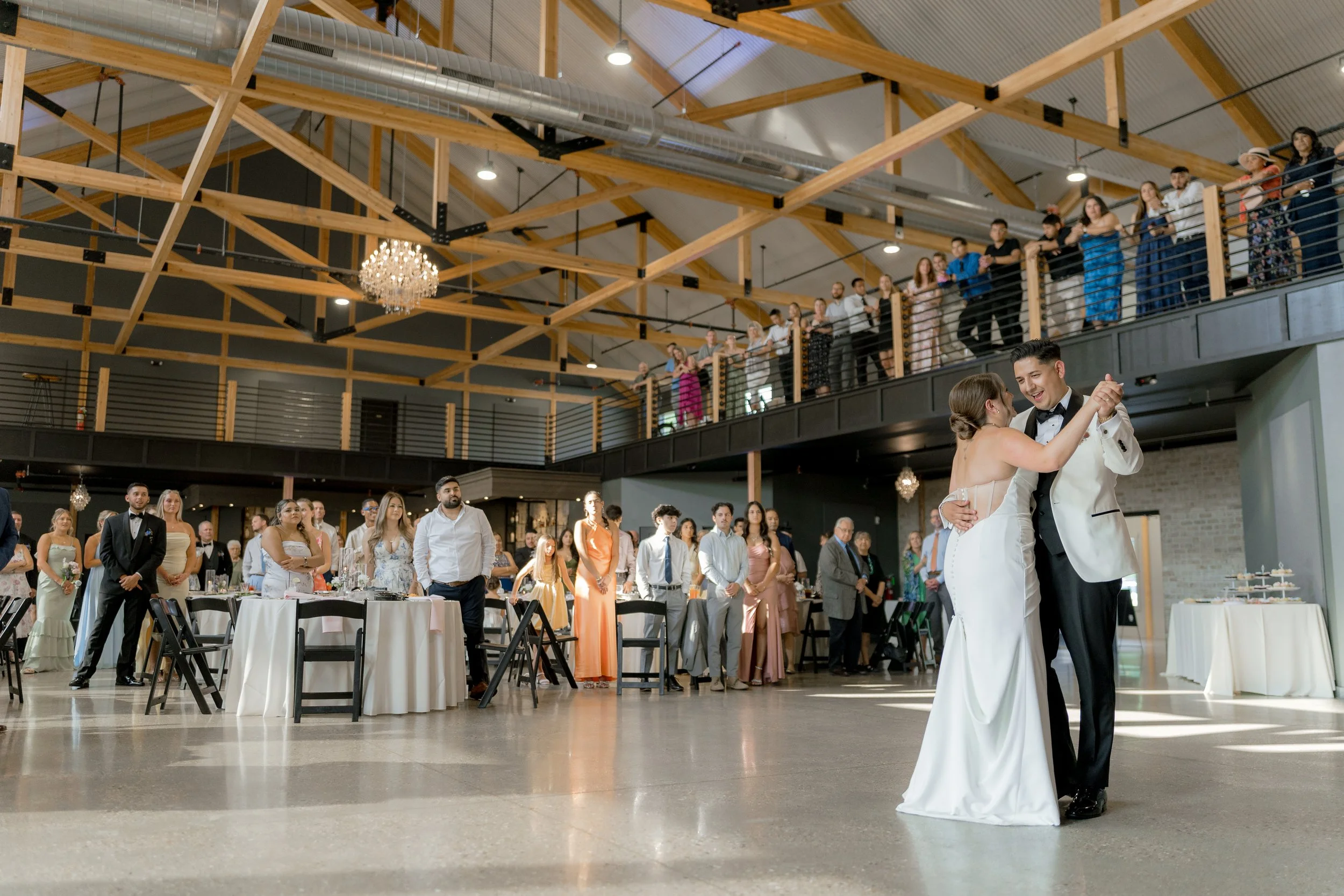 Reception celebration at Fête Milwaukee wedding venue
