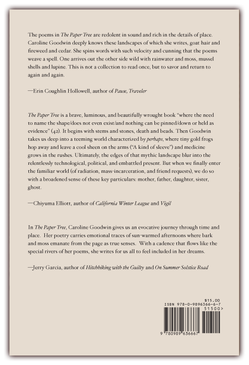 The Paper Tree (back cover) Poems by Caroline Goodwin CLICK IMAGE TO ENLARGE